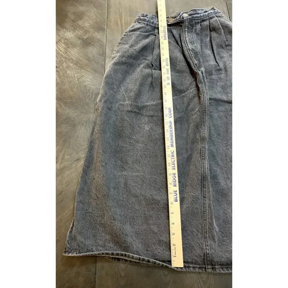 Vintage 80's Middy British Raj Denim Skirt Black Stone Wash Pockets Size 9 Boho - Picture 6 of 10